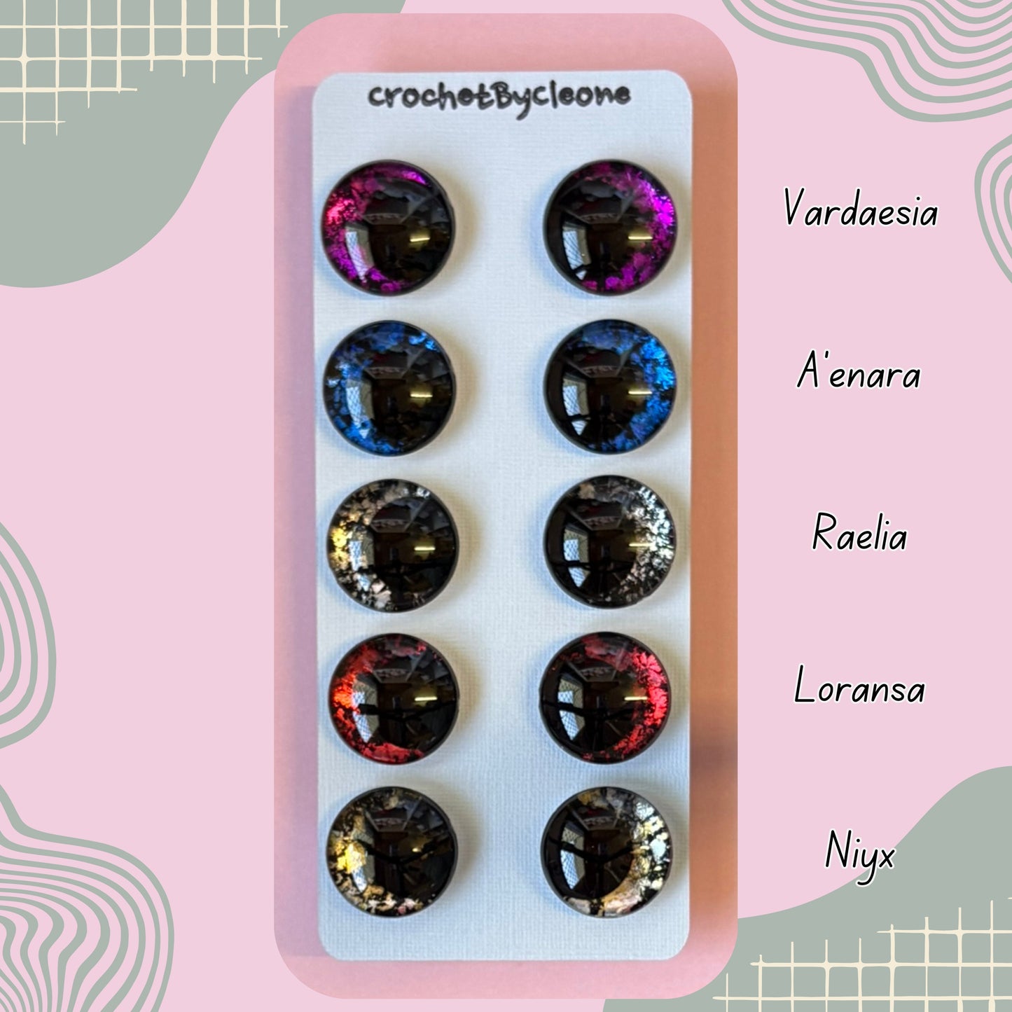 Hand Painted Safety Eyes Meyarin Collection, Kawaii Pupil 12mm - 18mm