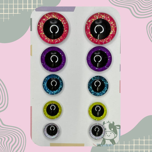 Hand Painted Safety Eyes Neon Collection, Centered Pupil 20mm - 35mm