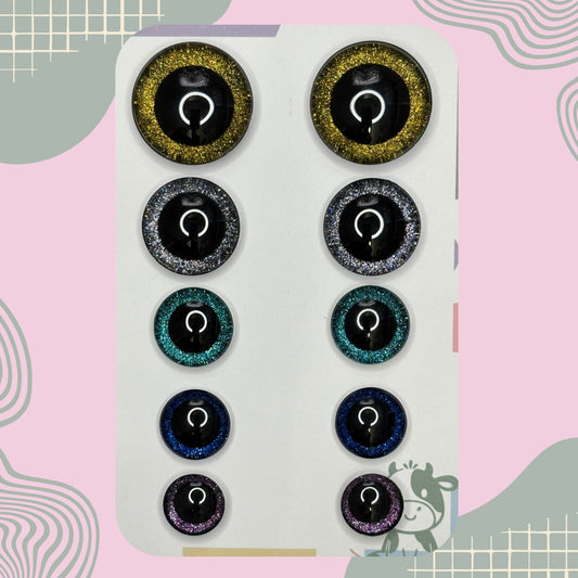 Hand Painted Safety Eyes Glitter Collection, Centered Pupil 12mm - 18mm