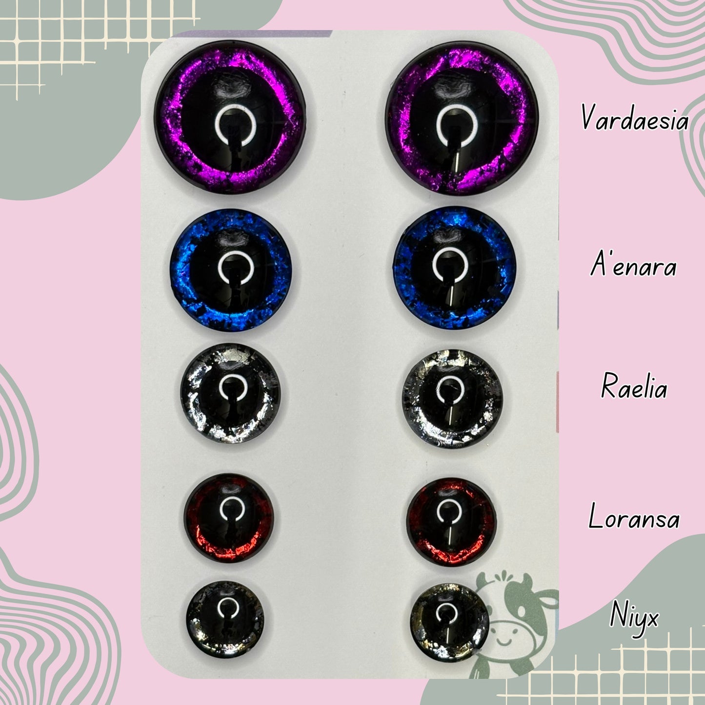 Hand Painted Safety Eyes Meyarin Collection, Centered Pupil 12mm - 18mm