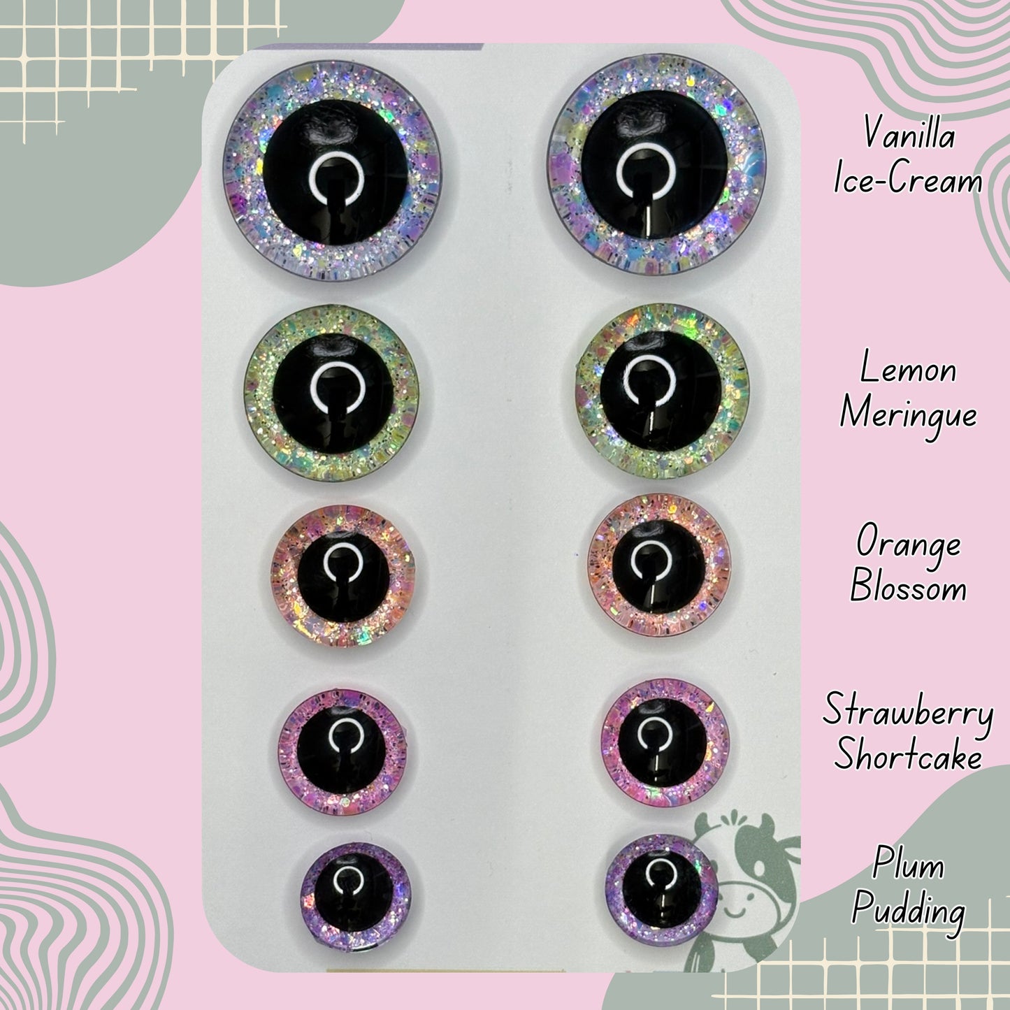Hand Painted Safety Eyes Pastel Collection, Centered Pupil 20mm - 35mm