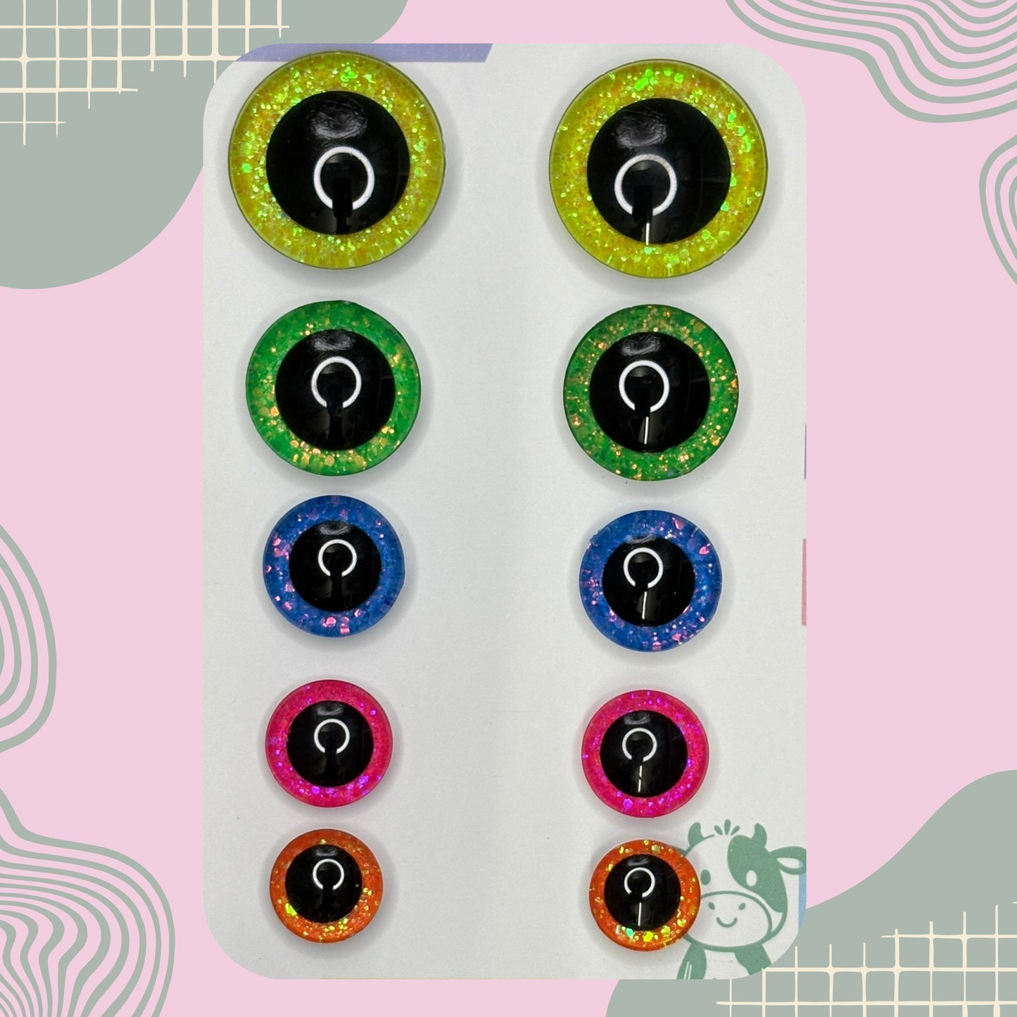 Hand Painted Safety Eyes Glow Collection, Centered Pupil 12mm - 18mm