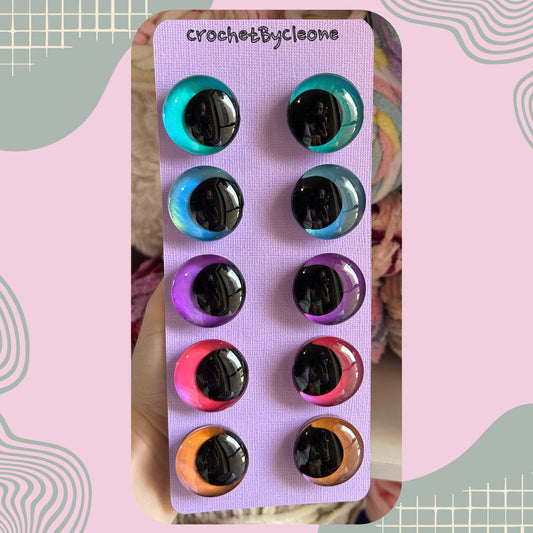 Hand Painted Safety Eyes Shimmer Collection, Kawaii Pupil 12mm - 18mm