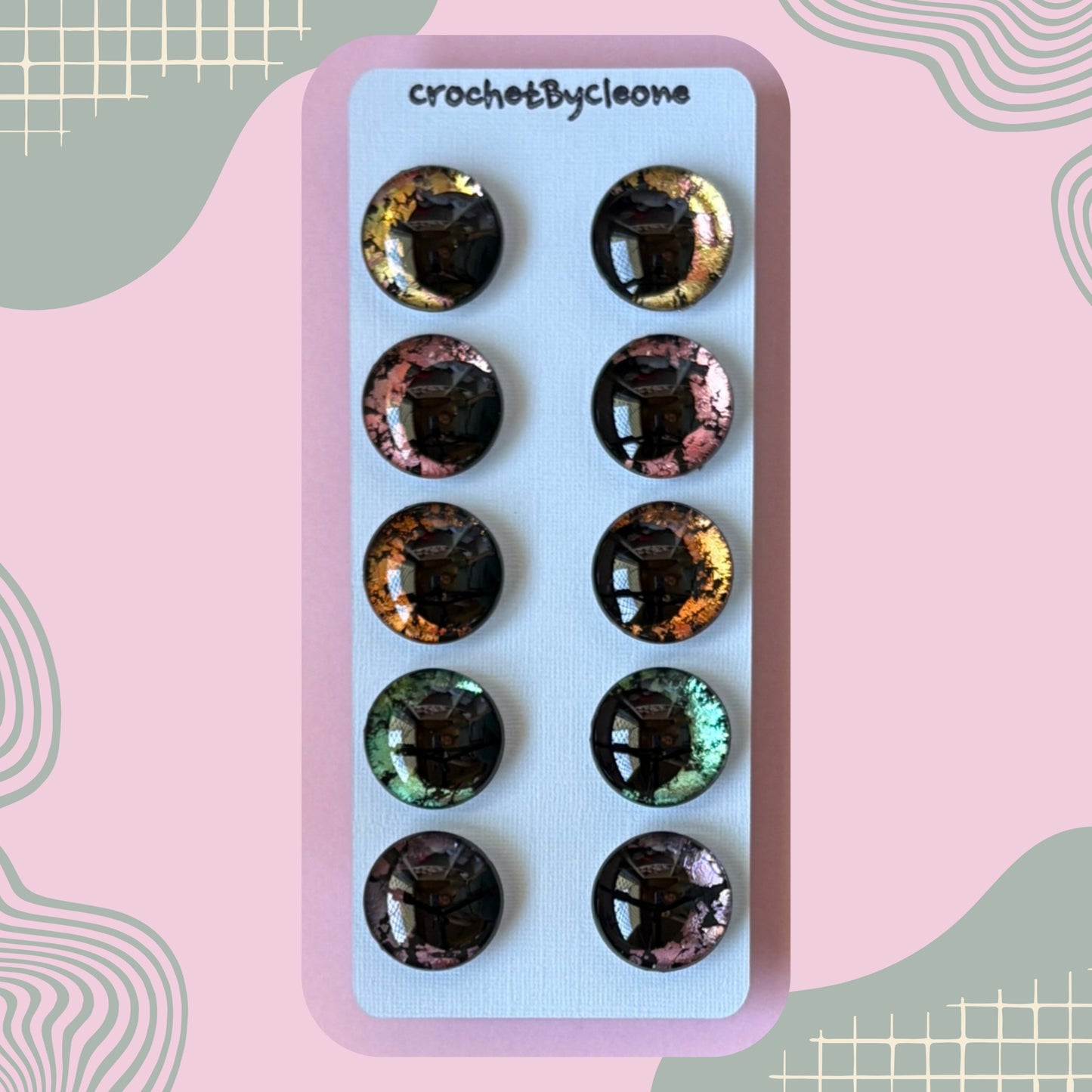 Hand Painted Safety Eyes Medoran Collection, Kawaii Pupil 12mm - 18mm