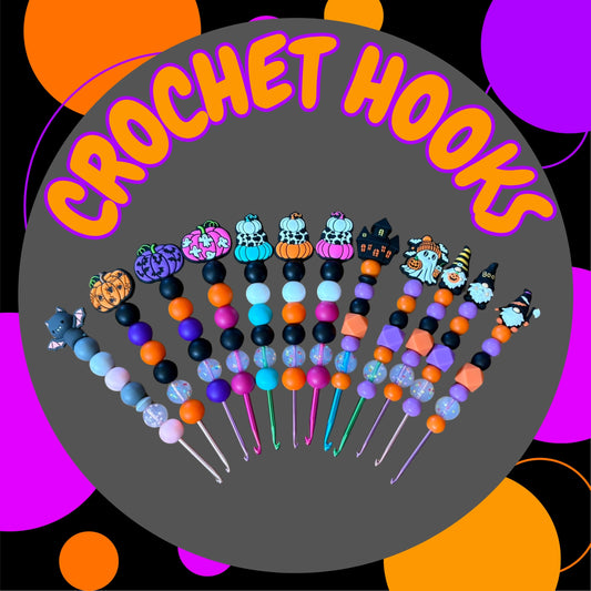 Handmade Halloween Crochet Hooks with Ergonomic Beaded Handle