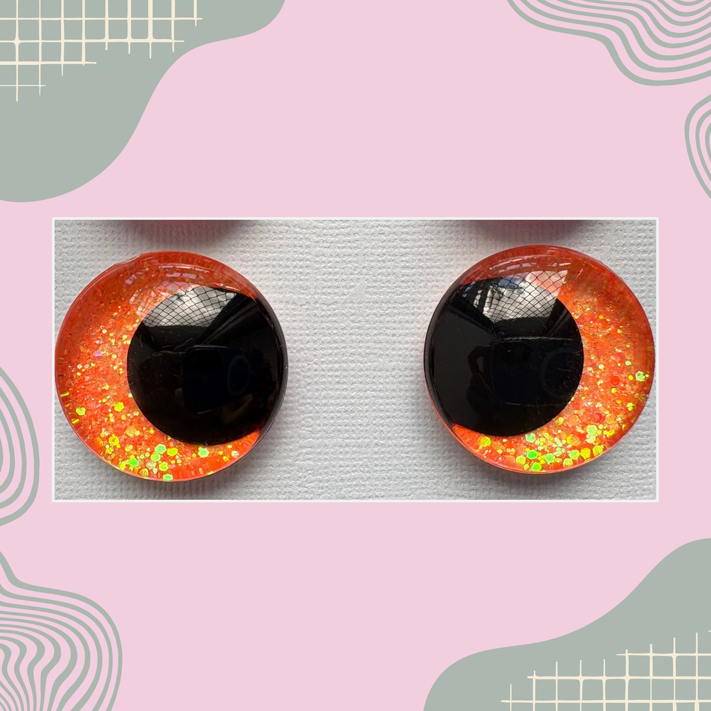 Hand Painted Safety Eyes Glow Collection, Kawaii Pupil 12mm - 18mm