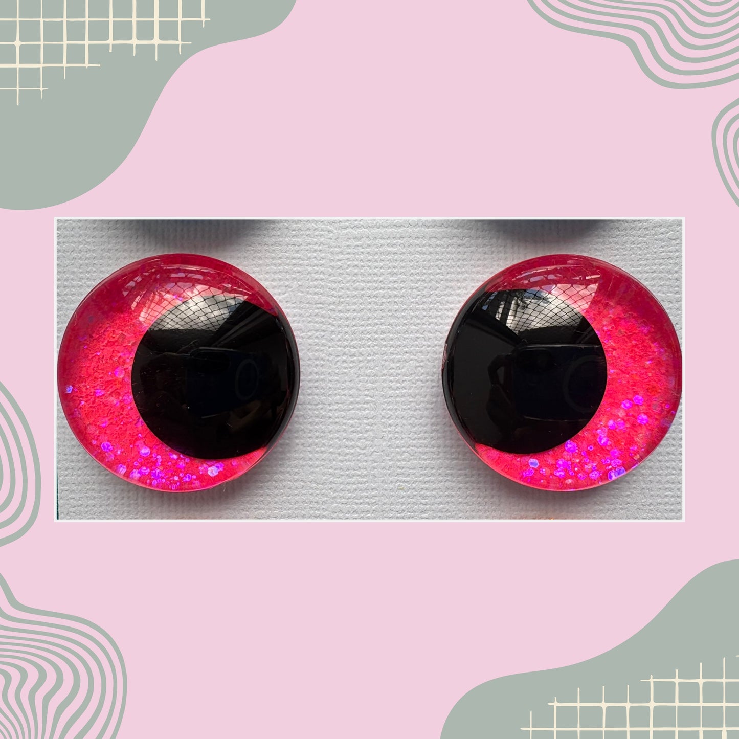 Hand Painted Safety Eyes Glow Collection, Kawaii Pupil 12mm - 18mm