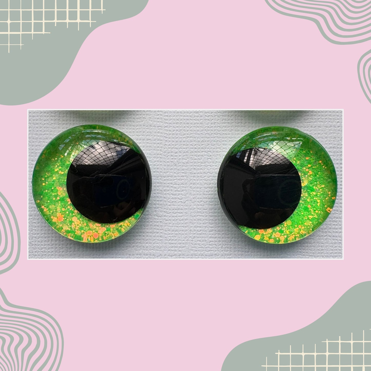 Hand Painted Safety Eyes Glow Collection, Kawaii Pupil 12mm - 18mm