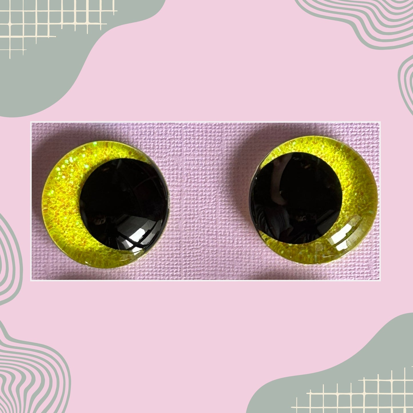Hand Painted Safety Eyes Neon Collection, Kawaii Pupil 20mm - 35mm
