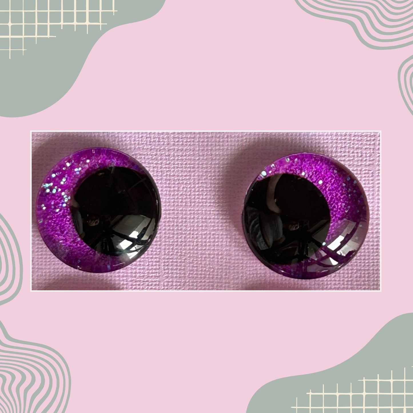 Hand Painted Safety Eyes Neon Collection, Kawaii Pupil 20mm - 35mm