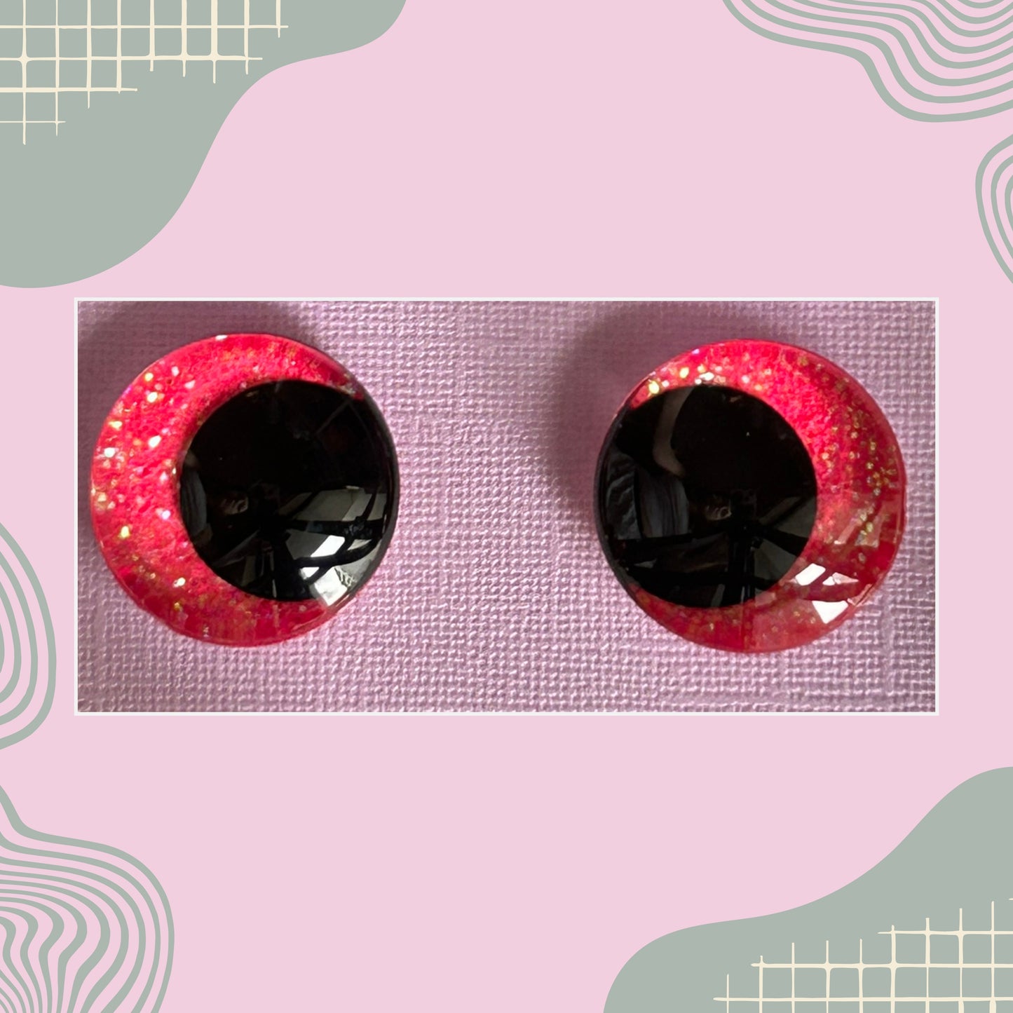 Hand Painted Safety Eyes Neon Collection, Kawaii Pupil 20mm - 35mm
