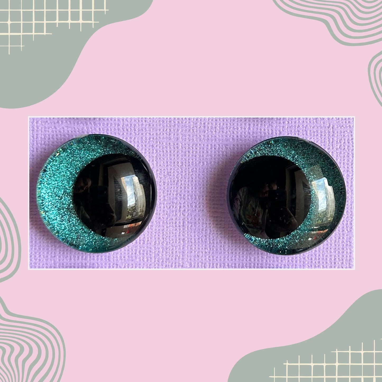 Hand Painted Safety Eyes Glitter Collection, Kawaii Pupil 12mm - 18mm