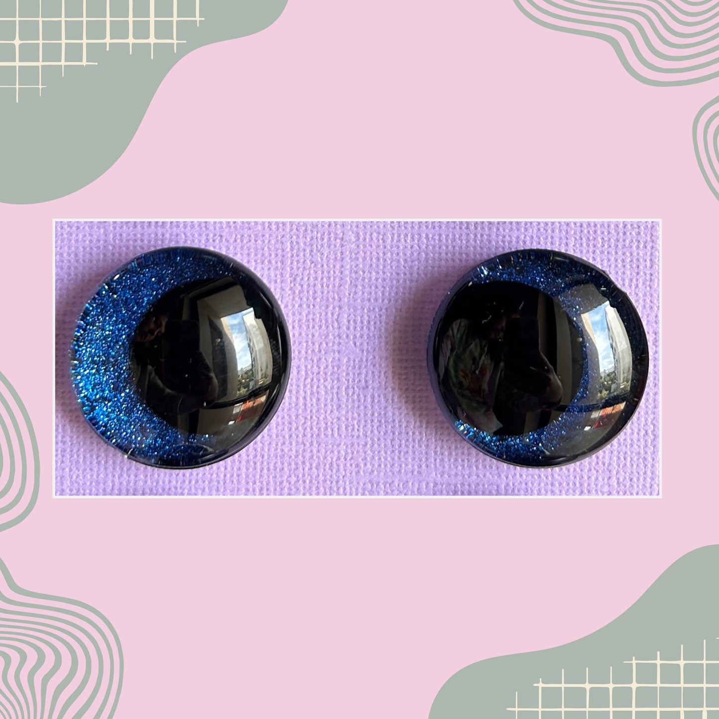 Hand Painted Safety Eyes Glitter Collection, Kawaii Pupil 12mm - 18mm
