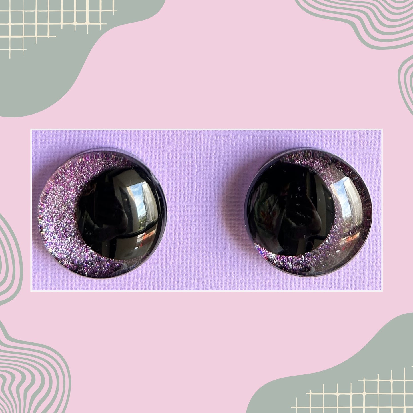 Hand Painted Safety Eyes Glitter Collection, Kawaii Pupil 12mm - 18mm