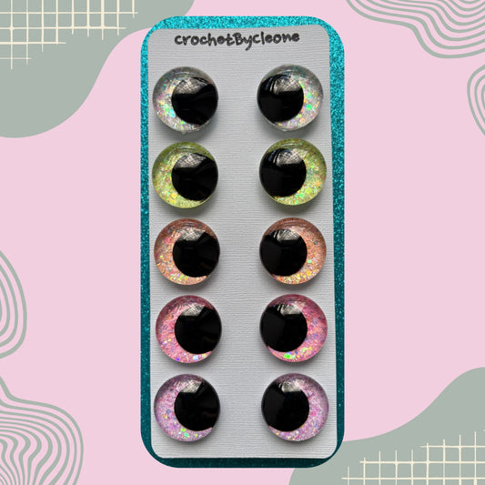 Hand Painted Safety Eyes Pastel Collection, Kawaii Pupil 12mm - 18mm