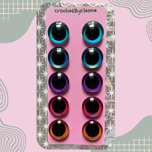 Hand Painted Safety Eyes Shimmer Collection, Centered Pupil 20mm - 35mm