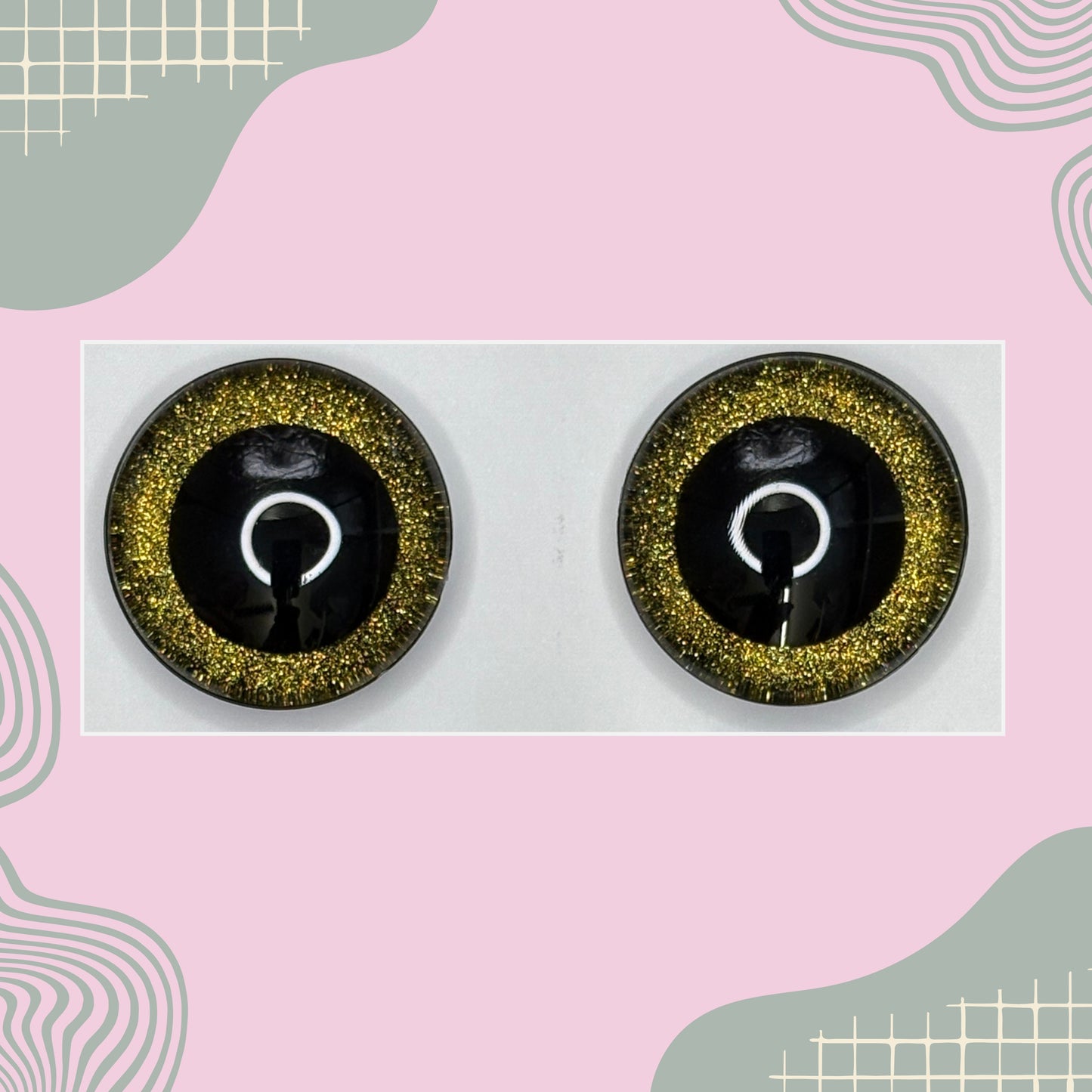 Hand Painted Safety Eyes Glitter Collection, Centered Pupil 20mm - 35mm