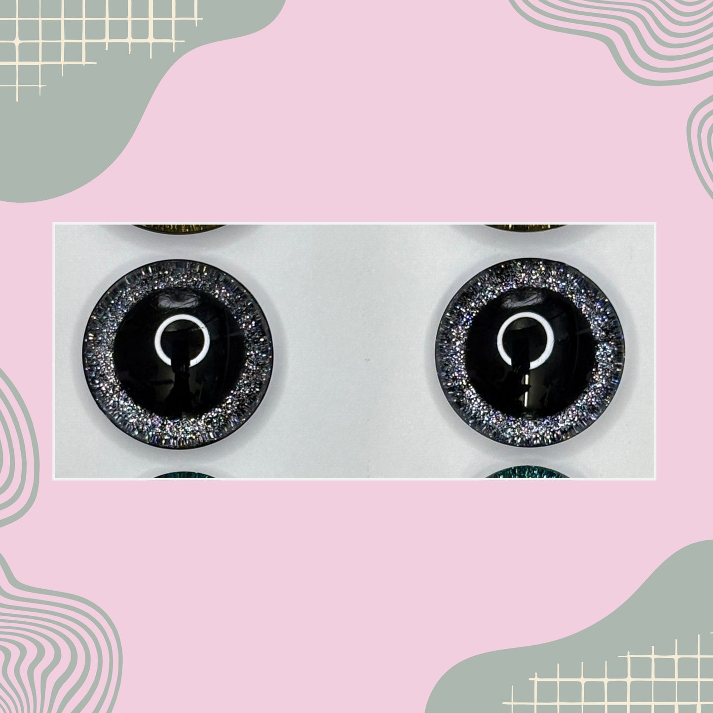 Hand Painted Safety Eyes Glitter Collection, Centered Pupil 20mm - 35mm