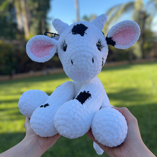 Black and White Crochet Cow