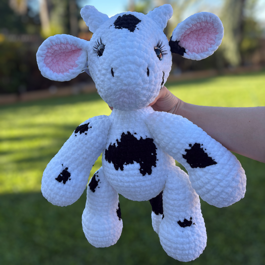 Black and White Crochet Cow
