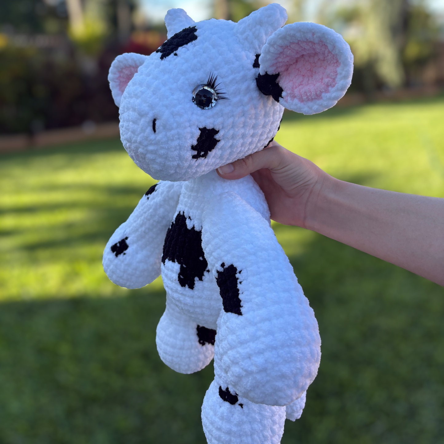 Black and White Crochet Cow