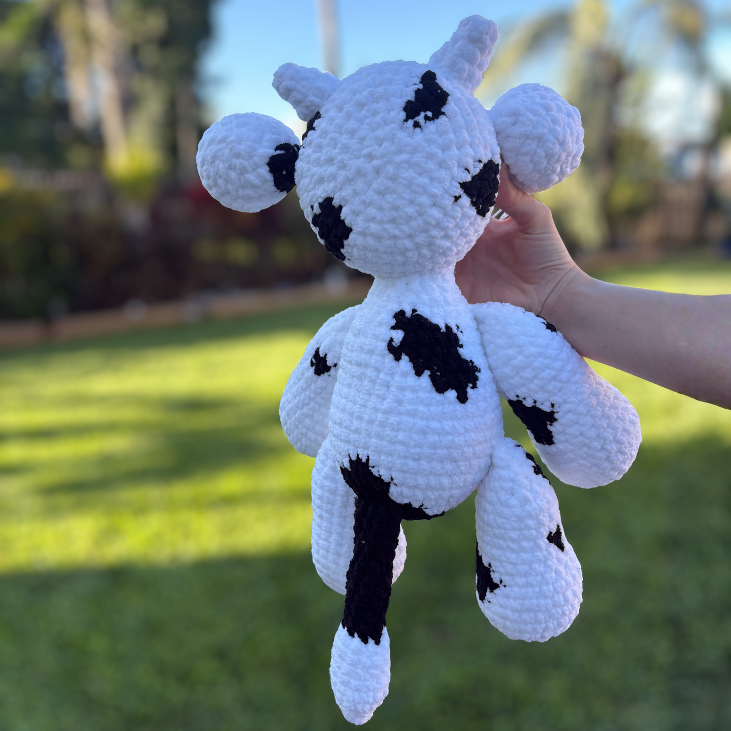 Black and White Crochet Cow